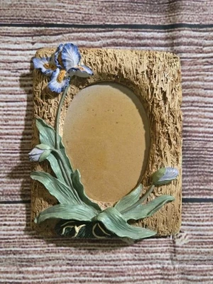 Marco de fotos de iris de cerámica 5x7 cubierta de plástico transparente floral Foto 1 de 4