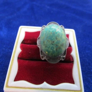 VINTAGE SOUTHWEST OLD VINTAGE STERLING TURQUOISE RING SIZE 6 - Picture 1 of 4