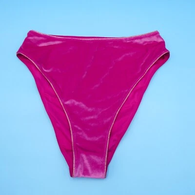 Victorias Secret Large Pink Velvet High Waist Brazilian Hipster Bikini Bottom VS - Image 1 of 4