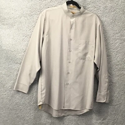 Milano Uomo Shirt Mens 16 32-33 Gray Long Sleeve Band Collar Soft Casual Elegant - Image 1 of 4