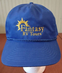 Vintage Fantasy RV Tours Trucker Hat Blue With Yellow Font Cap Nissan Brand - Picture 1 of 12