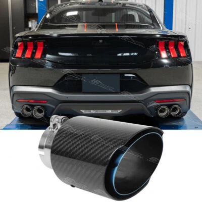 Silenciador de tubo de escape con punta de escape de 2,5" de fibra de carbono para Ford Mustang GT Foto 1 de 4
