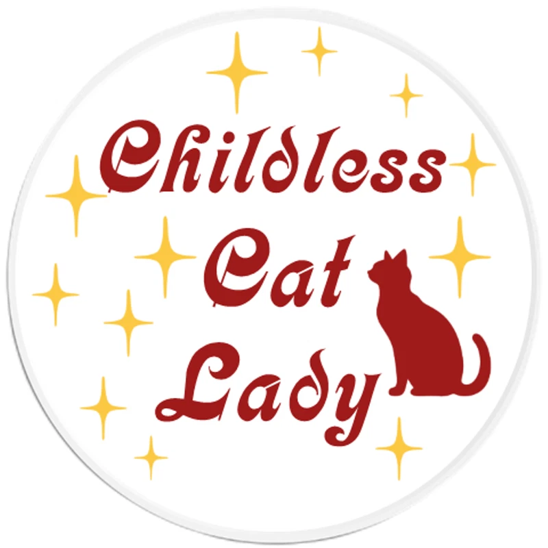 Gato Dama Sin Niños - Calcomanía Adhesiva Círculo 3 Pulgadas - Elección Brillo Feminista Foto 1 de 1