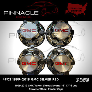 4x Chrome GMC 6 Lug Center Hub Caps for 16" 17" Steel Rims SIERRA SAVANA YUKON