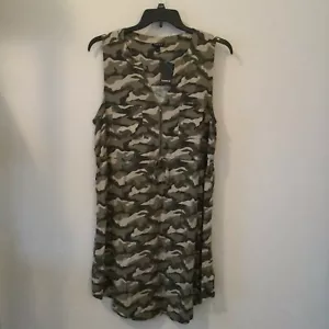 Torrid Damen Größe 3X ärmellos Reißverschluss vorne Shirtkleid Stretch Challis Camouflage NEU - Bild 1 von 7