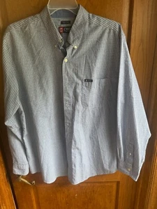 Chaps Shirt Adult Xl/Tg Blue Striped Button Up Long Sleeve Easy Care Mens - Picture 1 of 4