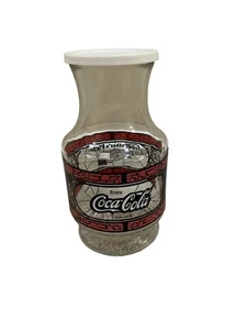 Jarra de vidrio jarra de vidrio jarra de Coca-Cola vintage Godfather’s Pizza años 70 80 tapa de 9” - Imagen 1 de 7