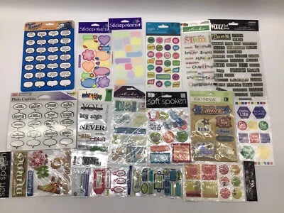 Scrapbooking Stickers Lot Word Phrases Bubble Photo Caption Family Phrase Cafe - Image 1 of 4