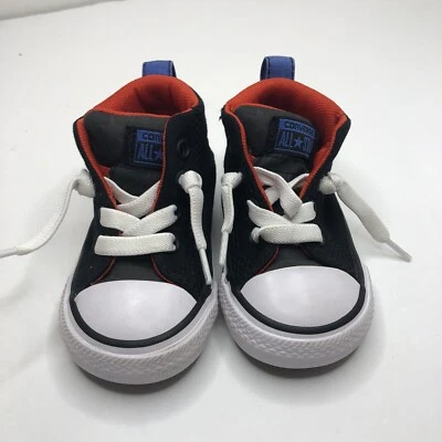 Top alto Converse All Star bebé niño pequeño talla 4 negro rojo azul Foto 1 de 4