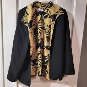 Joan Leslie 2-teilig schwarz hellbraun tropisch Laub Top und Jacke wendbar groß? - Bild 1 von 17
