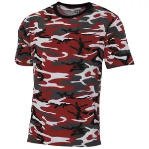 MFH Maglia Maglietta T-shirt uomo Stati uniti militare alla moda Camo rosso - Picture 1 of 2