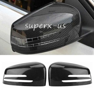 2x Carbon Fiber Style Side Rear Mirror Cover For Benz W204 W176 W212 CLA250 USA - Picture 1 of 6