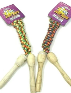 Jump Rope 7 Feet Wood Handles Colorful Polyfect Toys - Picture 1 of 7