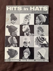 1965 ~ HITS IN HATS ~ Patrones de punto y ganchillo ~ Marca Fleisher Bear ~ PB A - Imagen 1 de 5