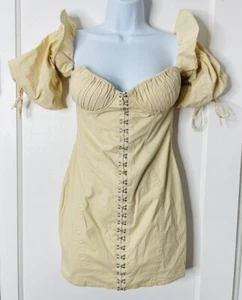 Oh Polly Mini Corset Dress 10 Off Shoulder Pleated Ruffle Peasant Cocktail Sexy - Picture 1 of 12