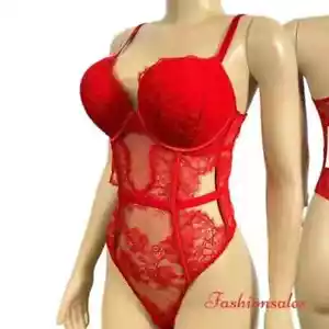 Body Victorias Secret Sexy Bombshell Push Up Aggiungi 2 Coppe Orsacchiotto Rosso Piccolo - Foto 1 di 10