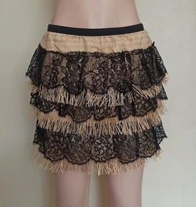 Dolce & Gabbana Straw Lace Tiered Mini Skirt 2010 Size IT 42 - Picture 1 of 9