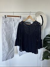 Womes Witchery  Navy Blue Lace Top Size L Excellent Condition