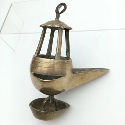 Ancienne Lampe à Huile en Bronze XIXème - bel état - Photo 1/3