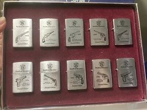 Smith & Wesson Zippo 10 Lighter Set Limited Edition~Rare New~ 1999-2002-COMPLETE - Picture 1 of 5
