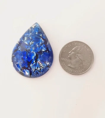 (1) Vintage PRECIOSA Glass Lampwork 40x30mm Pear Teardrop Shaped Cabochon Czech - Image 1 of 4