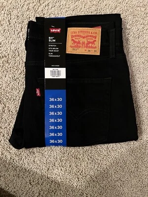 Levi’s 511 修身弹力牛仔裤男式 36X 30 码黑色 — 第 1/4 张图片