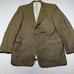 Hickey Freeman Blazer Mens 42L Long Brown Cashmere Wool Houndstooth Classic - Picture 1 of 18