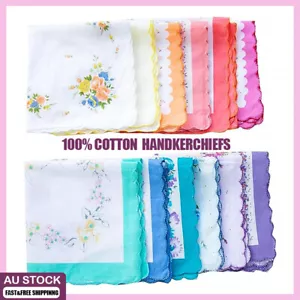 Womens Ladies HANDKERCHIEFS Cotton Pocket Square Hanky Handkerchief Bulk 1/3/6/9 - Picture 1 of 19