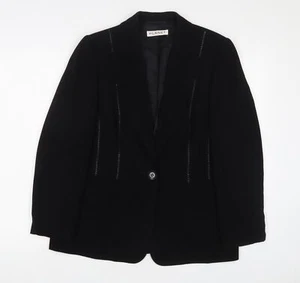 Planet Womens Black Jacket Blazer Size 14 Button - Embroidered - Picture 1 of 10