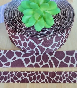7/8 & 1.5" (1 YD) Giraffe Grosgrain Ribbon Jungle Animal Safaro Baby Shower Bows - Picture 1 of 1