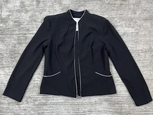 Vintage Sag Harbor Blazer Womens 8 Black Open Front Suit Jacket - Picture 1 of 10