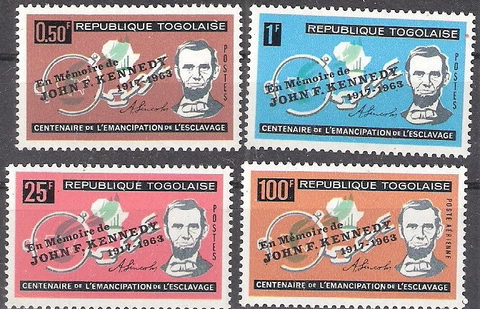 Togo 1964 Centenary Emancipation Memory Kennedy Overprint MNH (SC# 473-475, C41) Cover