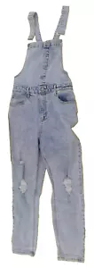 No Boundaries denim bib overalls junior size L (11-13) light wash distressed - Picture 1 of 11