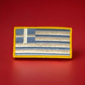 GREECE FLAG PATCH GREEK EMBROIDERED iron-on / Sew-on Embroidered EMBLEM New - Picture 1 of 1