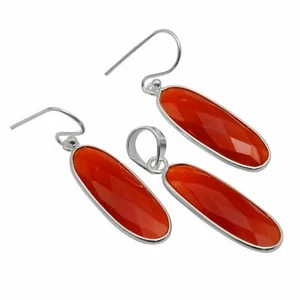 Carnelian 925 Sterling Silver Valentine Gift Pendant + Earrings Jewelry ST-039 - Picture 1 of 1