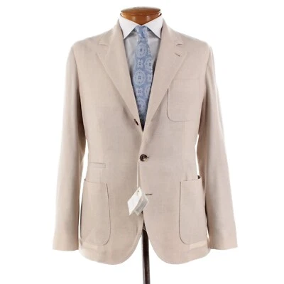 Casaco esportivo Brunello Cucinelli novo com etiquetas lã/seda/cashmere tamanho 50 (40 EUA) bege - Imagem 1 de 4