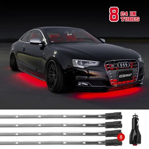 Luz LED de acento rojo - 8x24" tubo de un solo color con brillo inferior coche/camión - Imagen 1 de 8