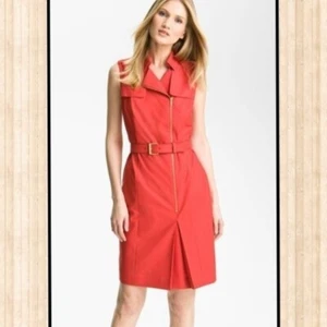 CLASSIQUES ENTIER RED LAVA COCKTAIL SIDE ZIPPER TRENCH DRESS SIZE: 6 NWT $238 - Picture 1 of 2