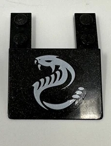 Lego - 1x Flag 2x2 Trapezoid Black Dragon Pattern Both Sides - Picture 1 of 4