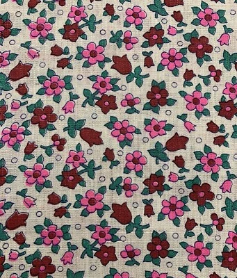 Tecido Vintage Mescla de Linho Floral Flower Power Neon Rosa Cinza 1+ Jarda - Imagem 1 de 4