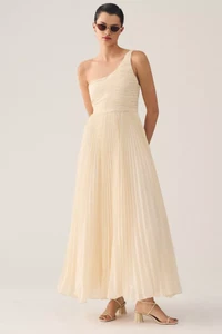 $198 Anthropologie Forever that Girl Let Me Be Ivory Pleated Dress MP NEW C740 - Picture 1 of 17