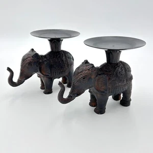 Par de candelabros vintage de metal fundido para elefante - pesados - calidad - Imagen 1 de 8