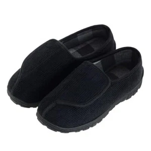 Herren Memory Foam Diabetiker Hausschuhe extra breit bequem mit Koralle 13 breit schwarz - Bild 1 von 7
