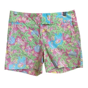 Lilly Pulitzer Vintage Pink Monkey Palm Tree Print Shorts Size 0 Resort Wear - Bild 1 von 7
