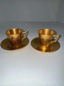 2 Mini Chryso Ceramic Mugs and Saucers Made In Washington DC - Picture 1 of 12