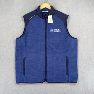 Peter Millar Vest Men’s Large Blue Fleece Full Zip Pockets Golf Performance Logo - Picture 1 of 12
