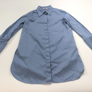 Soft Surroundings Large Tunic Hidden Button Long Sleeve Shirt Blue Gray MINT - Picture 1 of 11