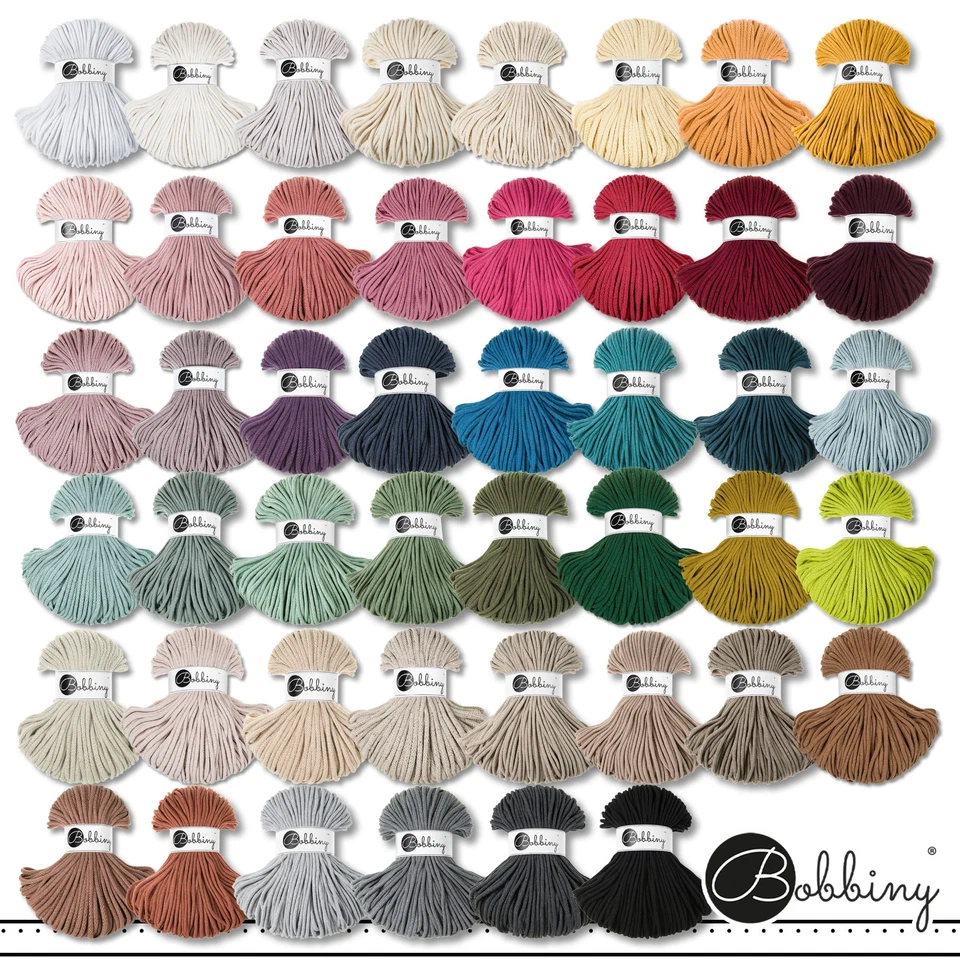 Bobbiny 100 m cordón trenzado Premium Ø 5 mm algodón hilo textil cuerda 46 colores - Imagen 1 de 1