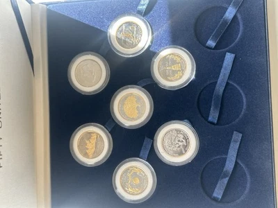 Incomplete  MORGAN MINT STATEHOOD QUARTERS 24K GOLD ENHANCED 1999-2000 W/ CASE - Image 1 of 4