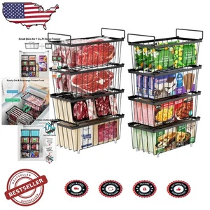 Contenedores congeladores de metal 8pk - Organizadores congeladores de pecho profundo apilables, negros - Imagen 1 de 9